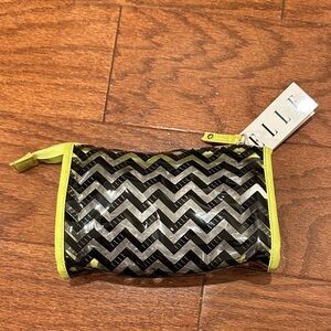 Elle clear Chevron makeup Pouch in Black and Yellow